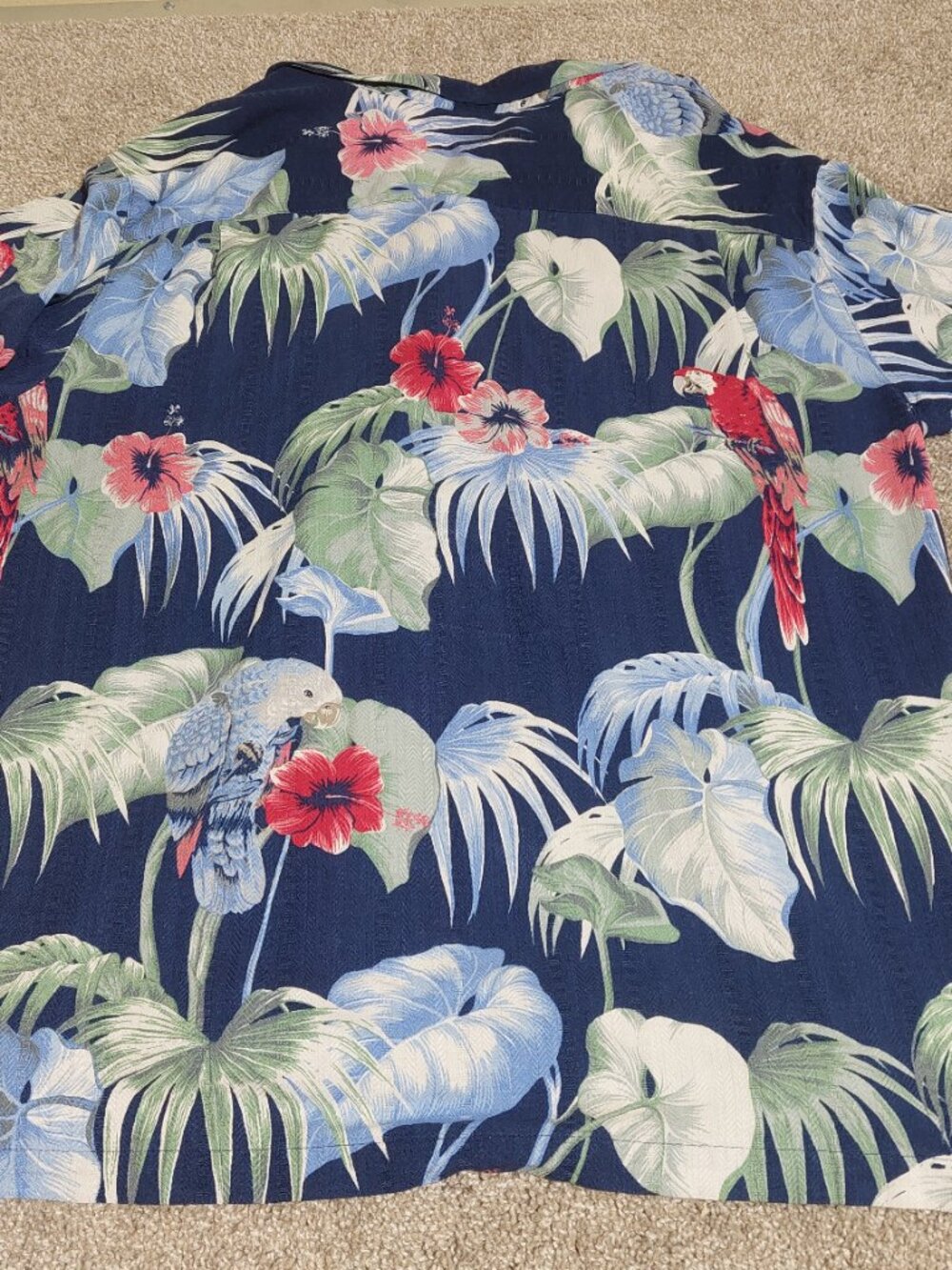 Caribbean Silk Blend Linen Tropical  Resort Button Up Shirt Size XLT - Picture 7 of 7